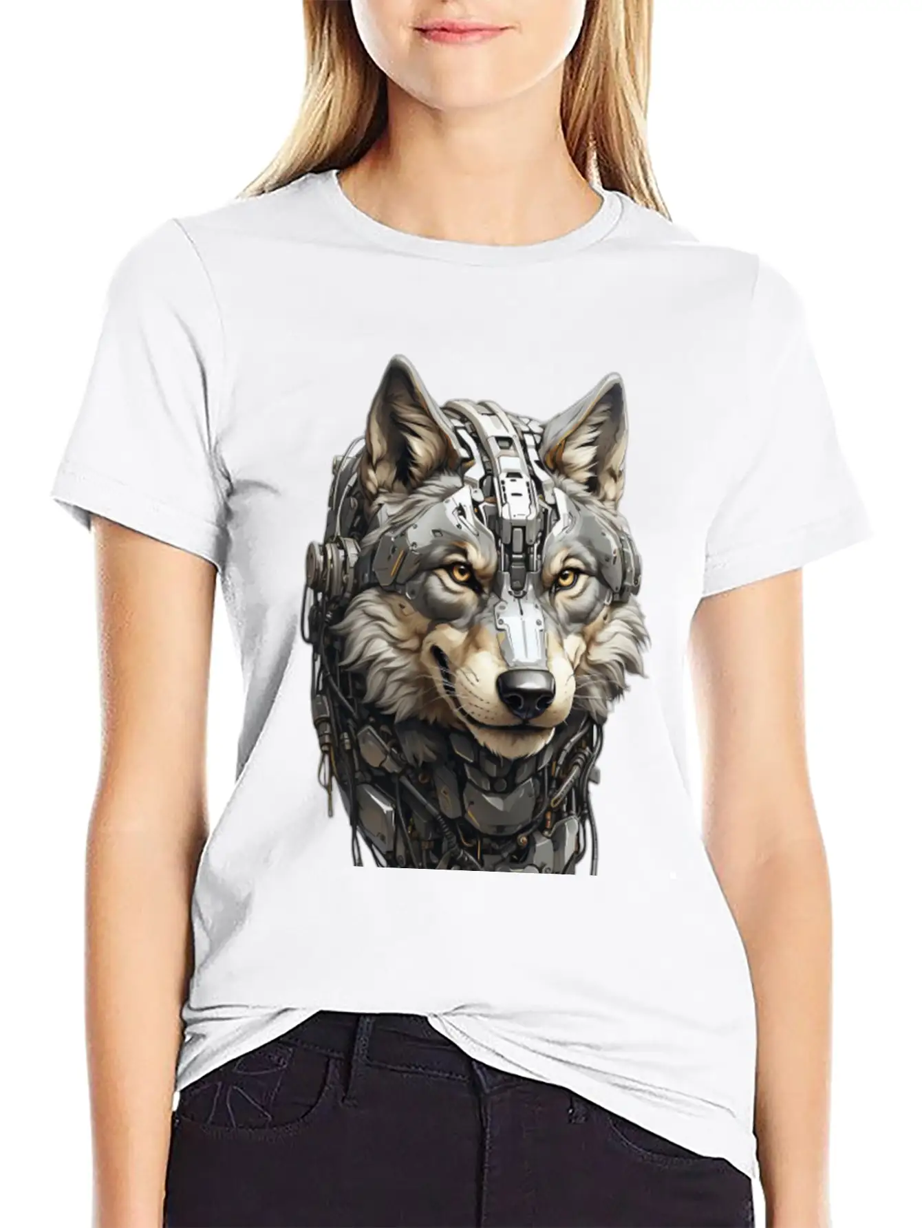 The Head Of A Gray Robotic Gray Wolf Is Looking Timeless Short Sleeve Tee – Comfy And Minimalist Design