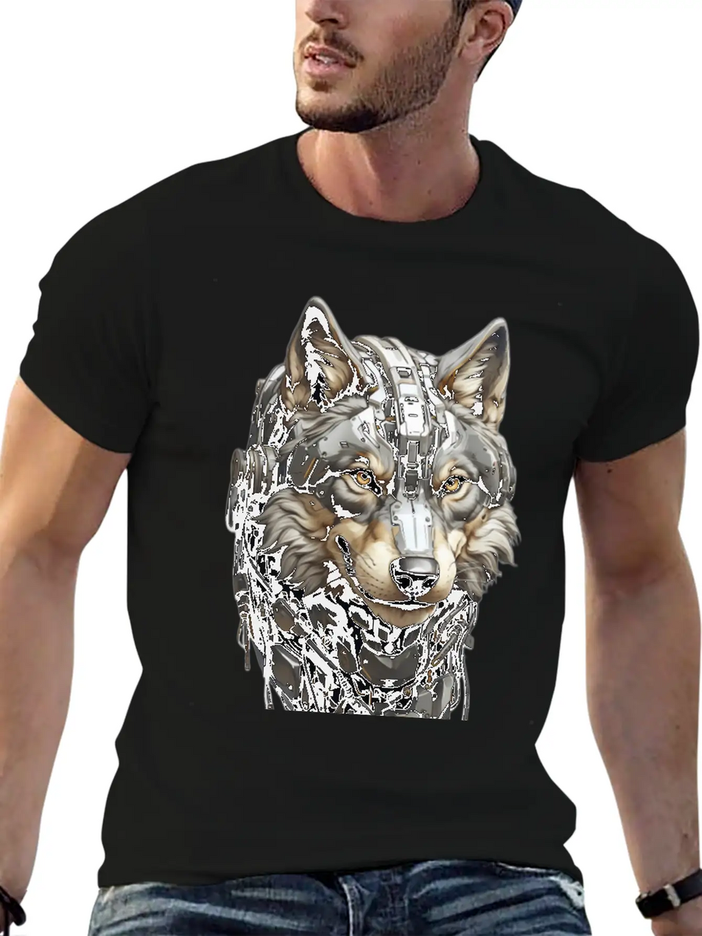 The Head Of A Gray Robotic Gray Wolf Is Looking Timeless Short Sleeve Tee – Comfy And Minimalist Design