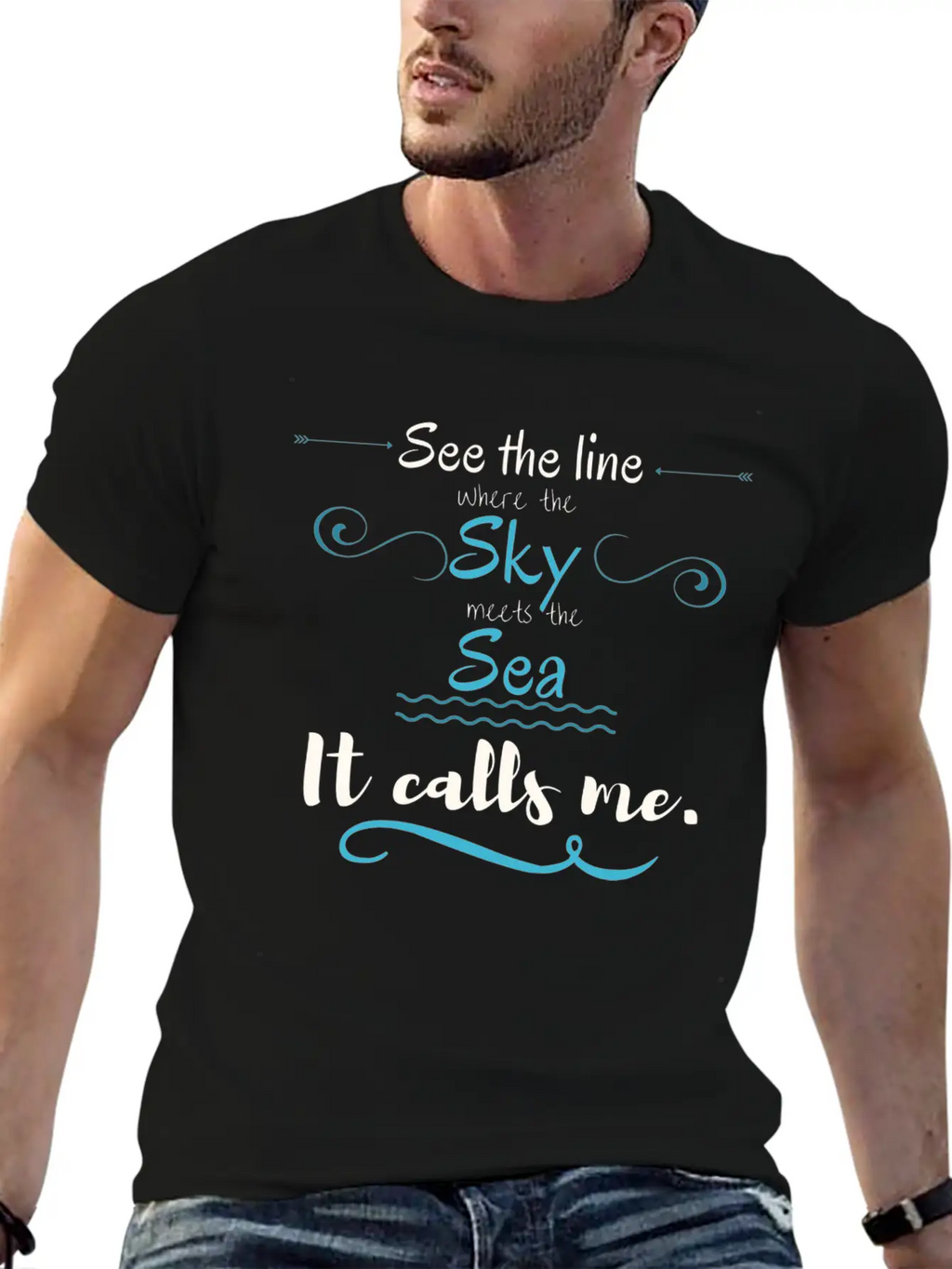 The Sea Is Calling! Breathable Graphic T-Shirt – Perfect For Casual Days