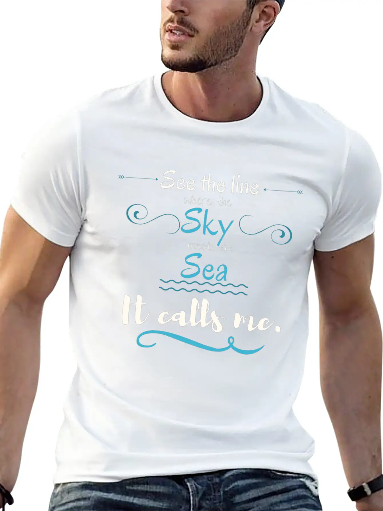 The Sea Is Calling! Breathable Graphic T-Shirt – Perfect For Casual Days