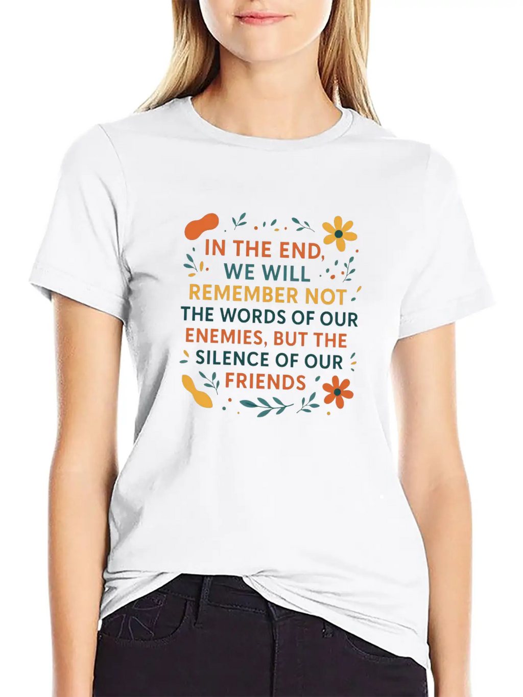 The Silence Of Friends – Colorful Minimalist Quote Essential Cotton Tee For Daily Outfits – Unisex Style