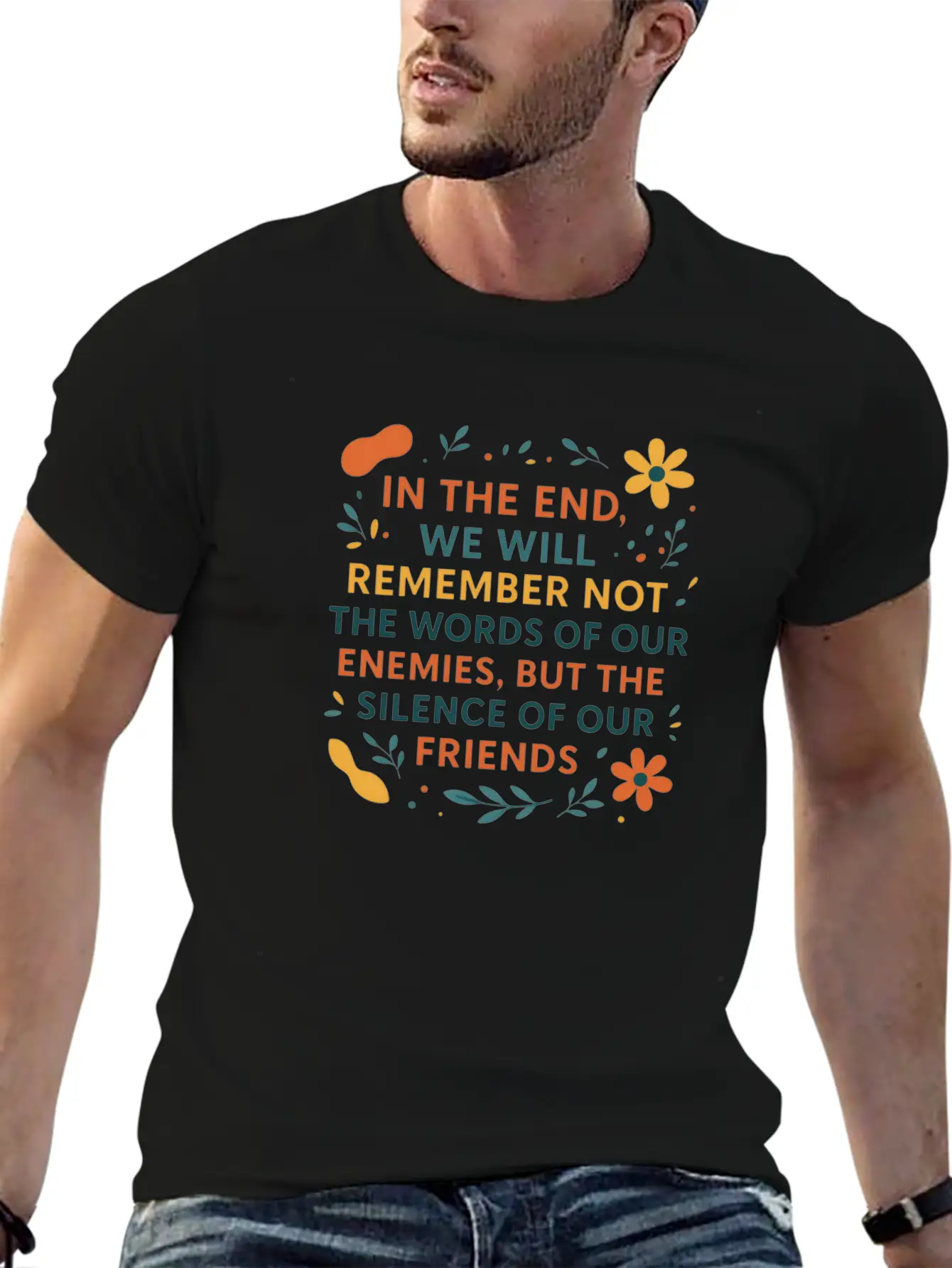 The Silence Of Friends – Colorful Minimalist Quote Essential Cotton Tee For Daily Outfits – Unisex Style