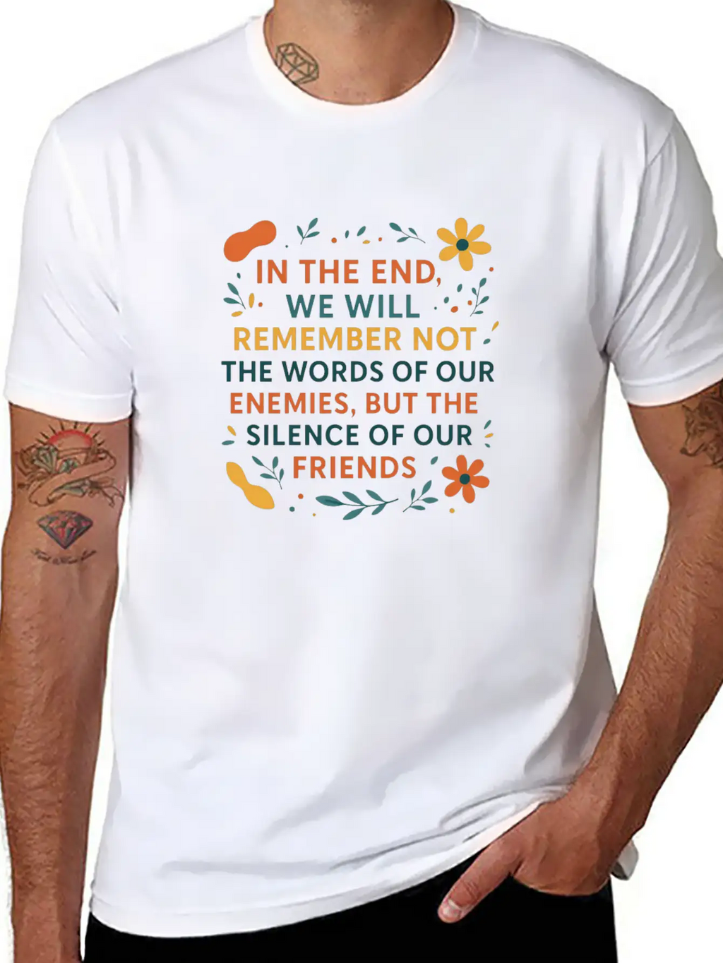 The Silence Of Friends – Colorful Minimalist Quote Essential Cotton Tee For Daily Outfits – Unisex Style