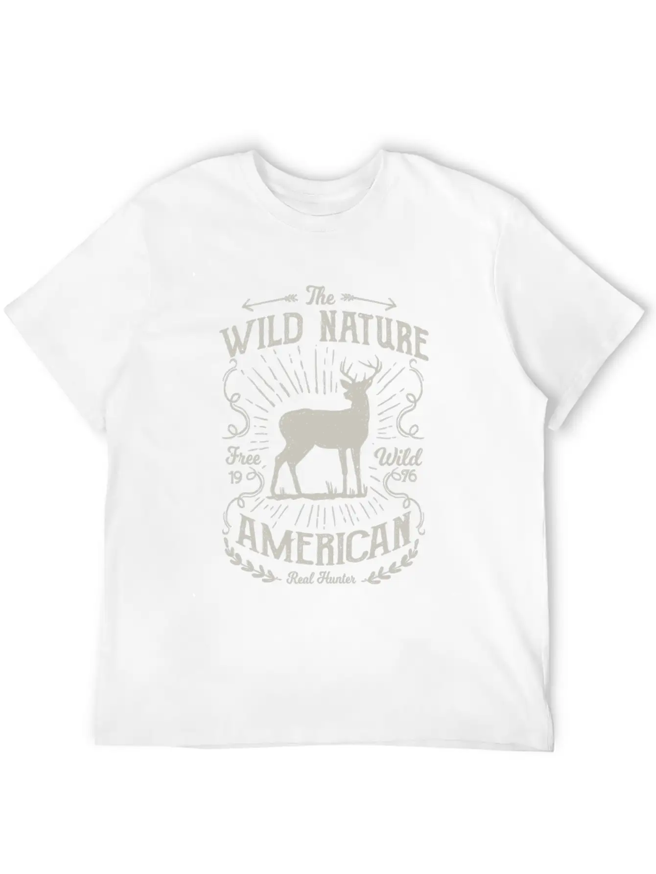 The Wild Nature, Real Hunters - Awesome Deer Hunti Essential Cotton Tee For Daily Outfits – Unisex Style
