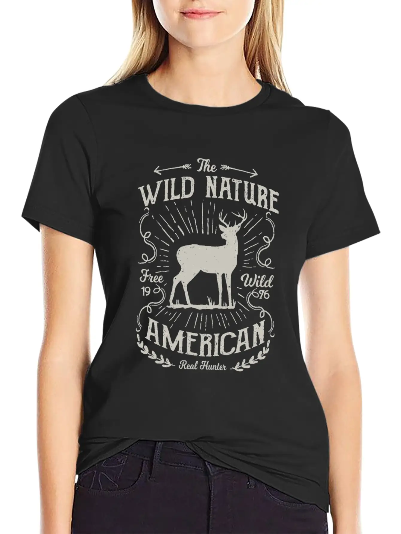 The Wild Nature, Real Hunters - Awesome Deer Hunti Essential Cotton Tee For Daily Outfits – Unisex Style