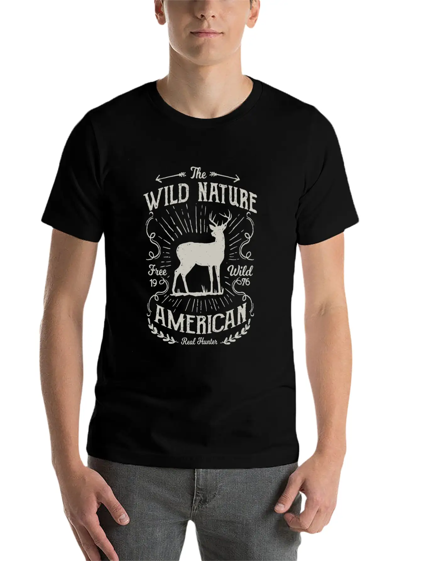 The Wild Nature, Real Hunters - Awesome Deer Hunti Essential Cotton Tee For Daily Outfits – Unisex Style