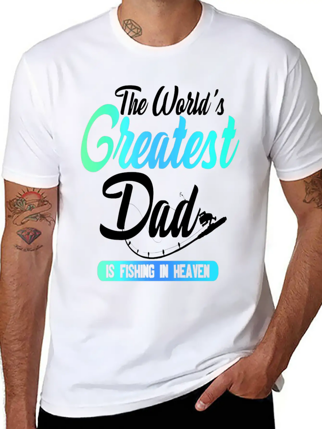 The World's Greatest Dad Is Fishing In Heaven Basic Graphic T-Shirt – Daily Comfort In Soft Cotton