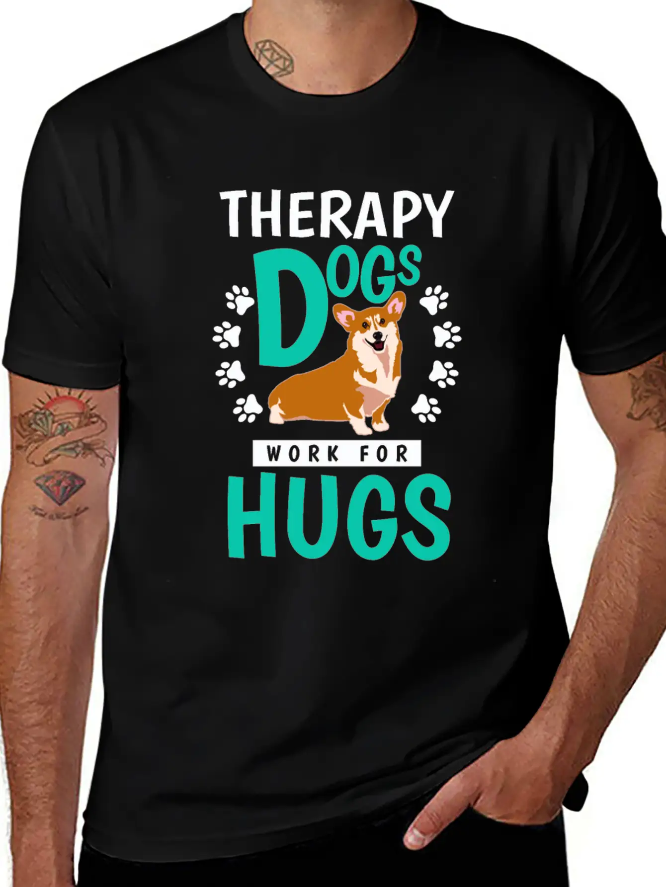 Therapy Dogs Work For Hugs Dog Therapist Timeless Short Sleeve Tee – Comfy And Minimalist Design