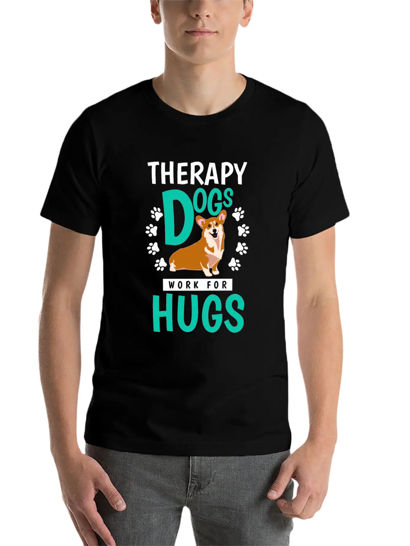 Therapy Dogs Work For Hugs Dog Therapist Timeless Short Sleeve Tee – Comfy And Minimalist Design