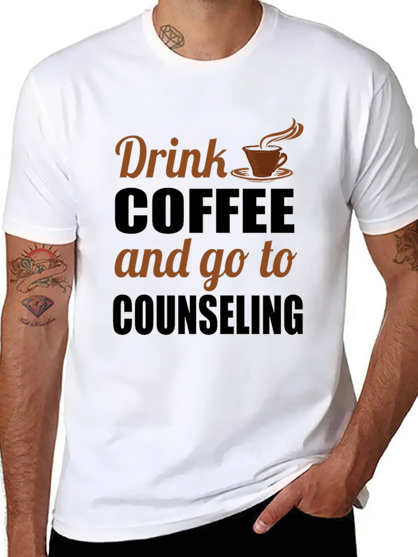 Therapy Gift Drink Coffee And Go To Counseling Basic Graphic T-Shirt – Daily Comfort In Soft Cotton