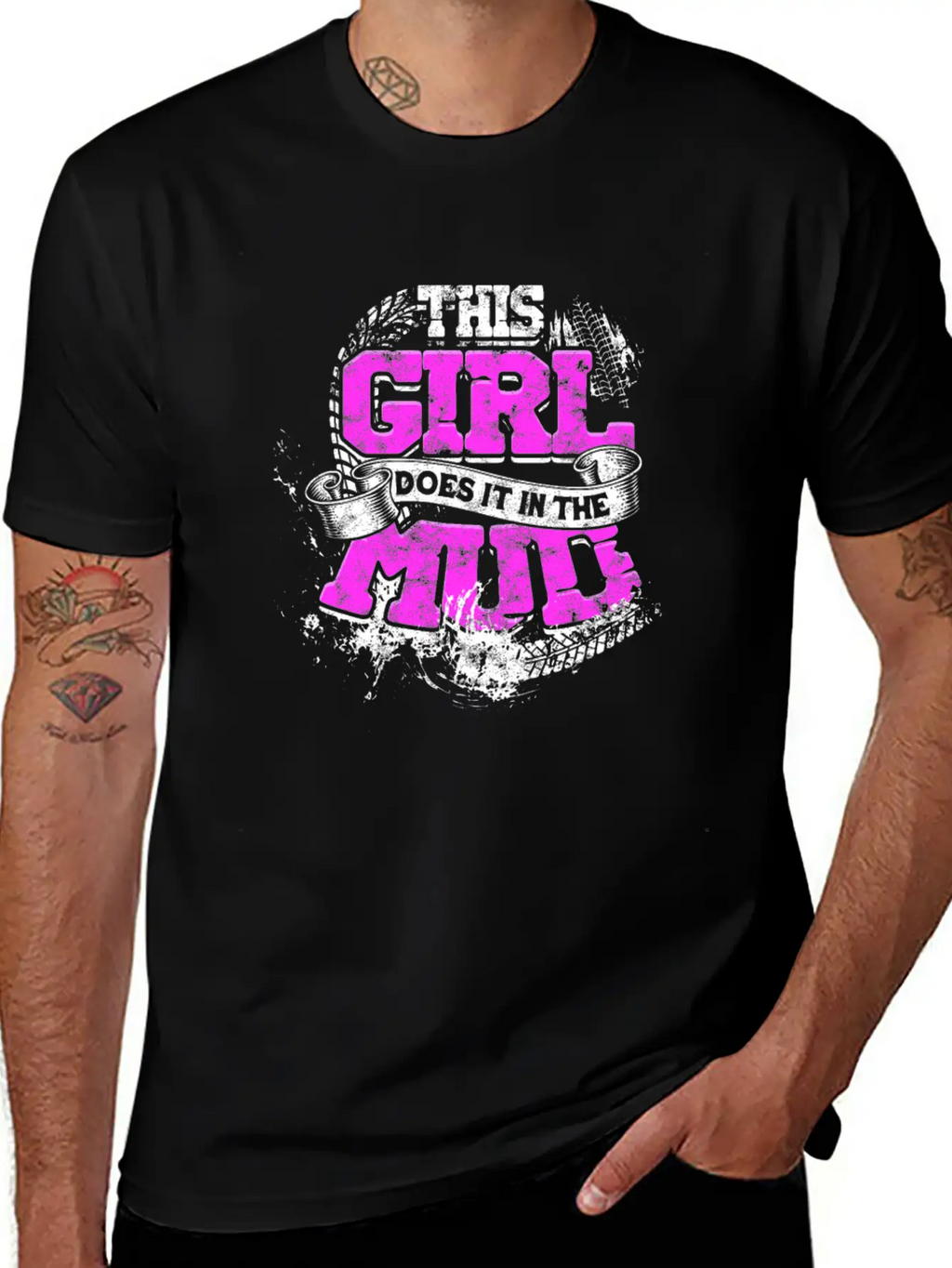 This Girl Does It In The Mud - Girl Basic Graphic T-Shirt – Daily Comfort In Soft Cotton