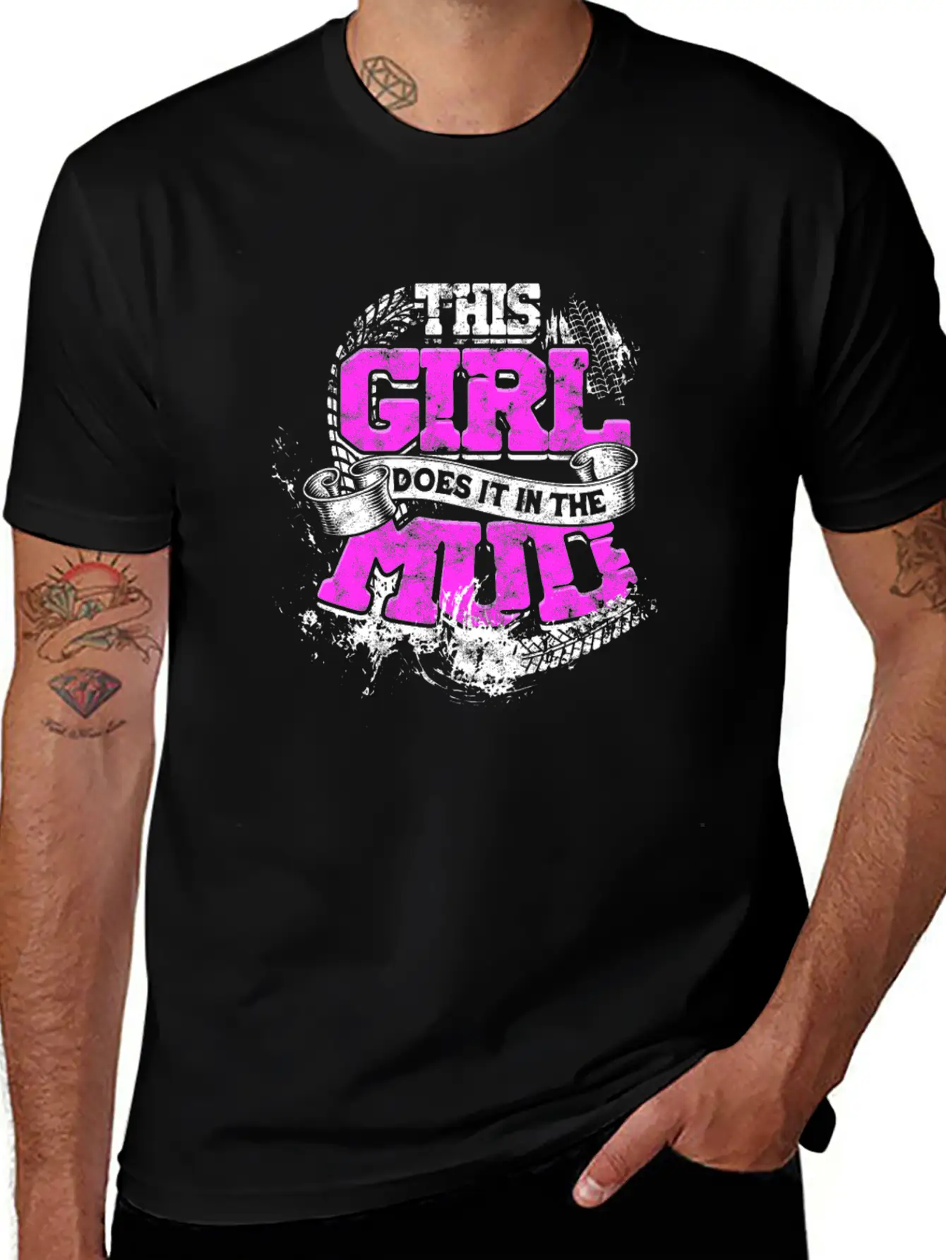This Girl Does It In The Mud - Girl Basic Graphic T-Shirt – Daily Comfort In Soft Cotton