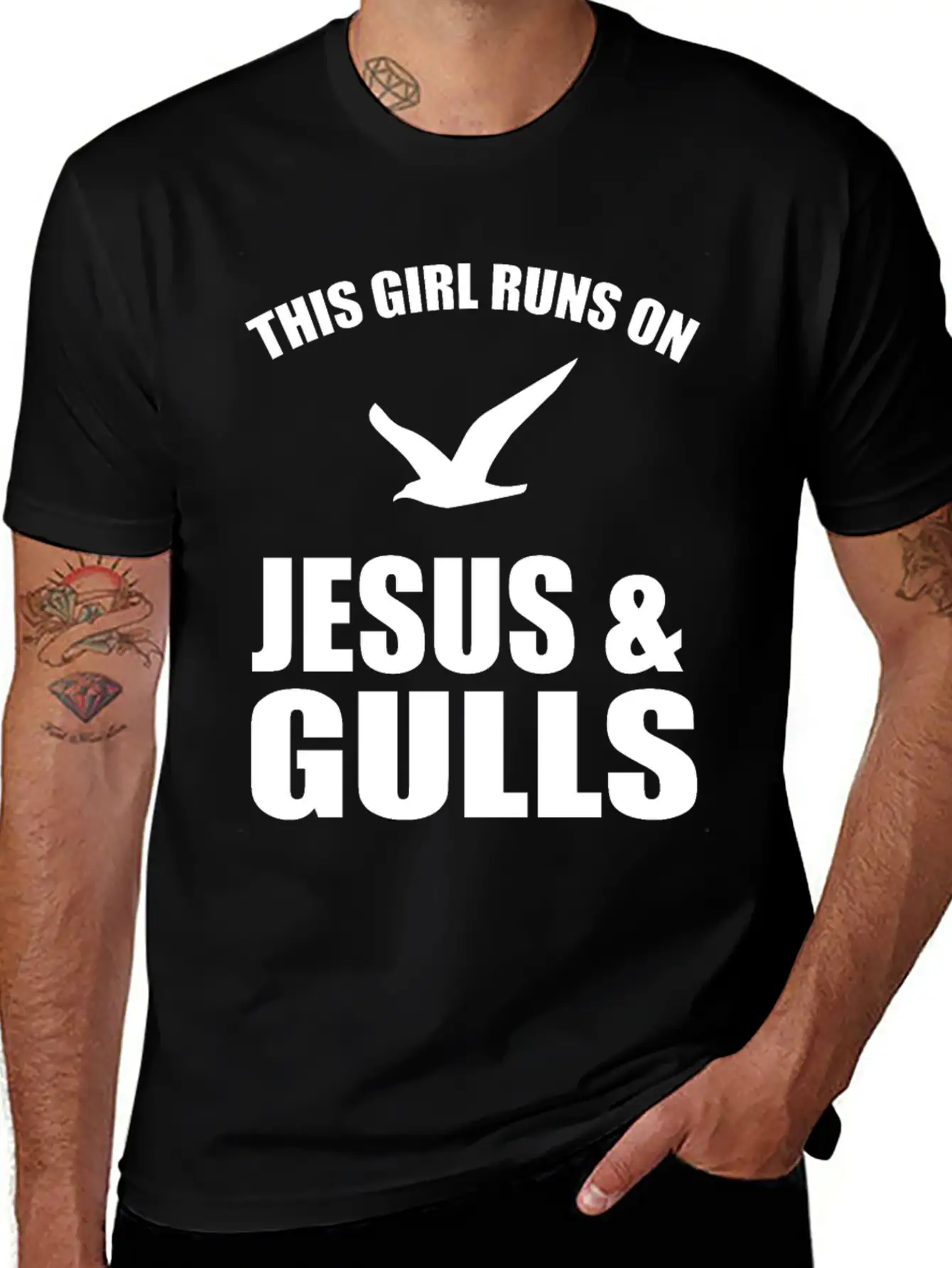 This Girl Runs On Jesus And Gulls Breathable Soft Cotton T-Shirt – Timeless Casual Look