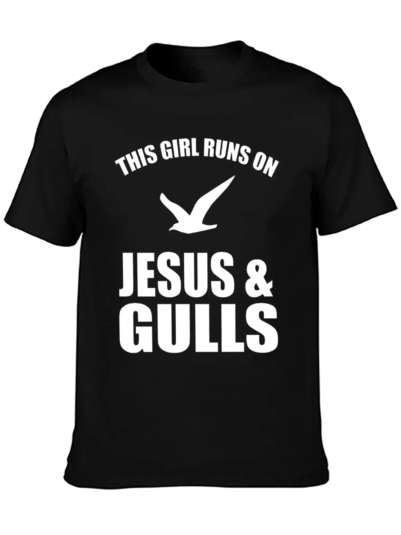This Girl Runs On Jesus And Gulls Breathable Soft Cotton T-Shirt – Timeless Casual Look