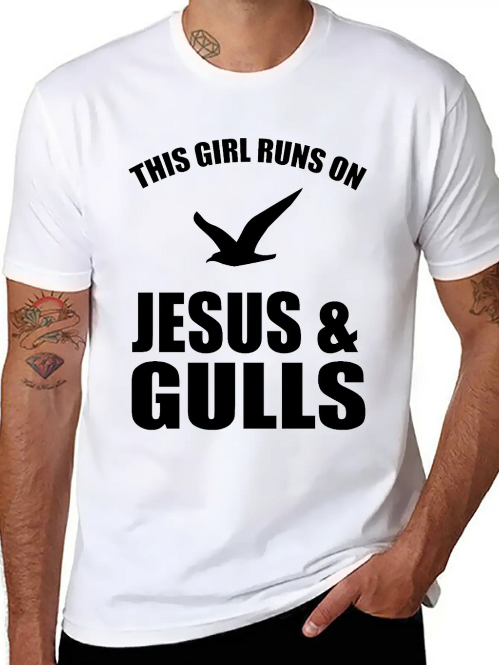 This Girl Runs On Jesus And Gulls Breathable Soft Cotton T-Shirt – Timeless Casual Look