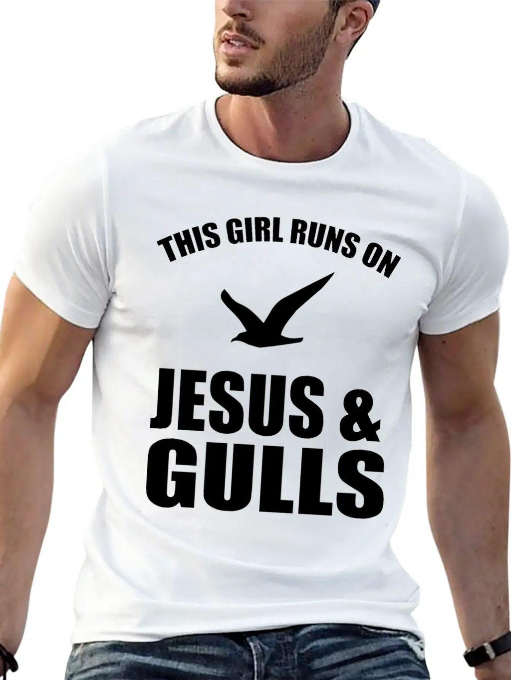 This Girl Runs On Jesus And Gulls Breathable Soft Cotton T-Shirt – Timeless Casual Look