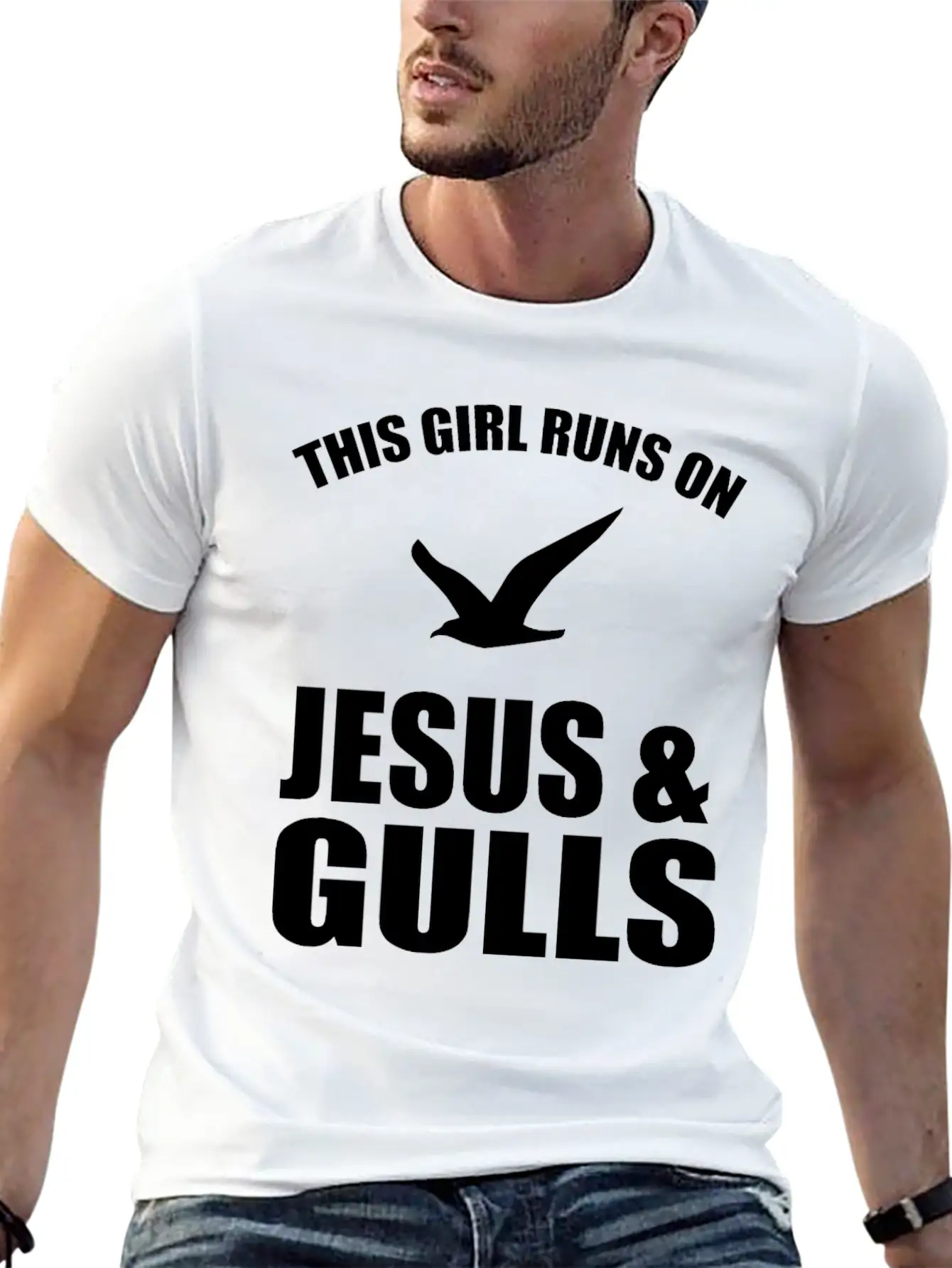 This Girl Runs On Jesus And Gulls Breathable Soft Cotton T-Shirt – Timeless Casual Look
