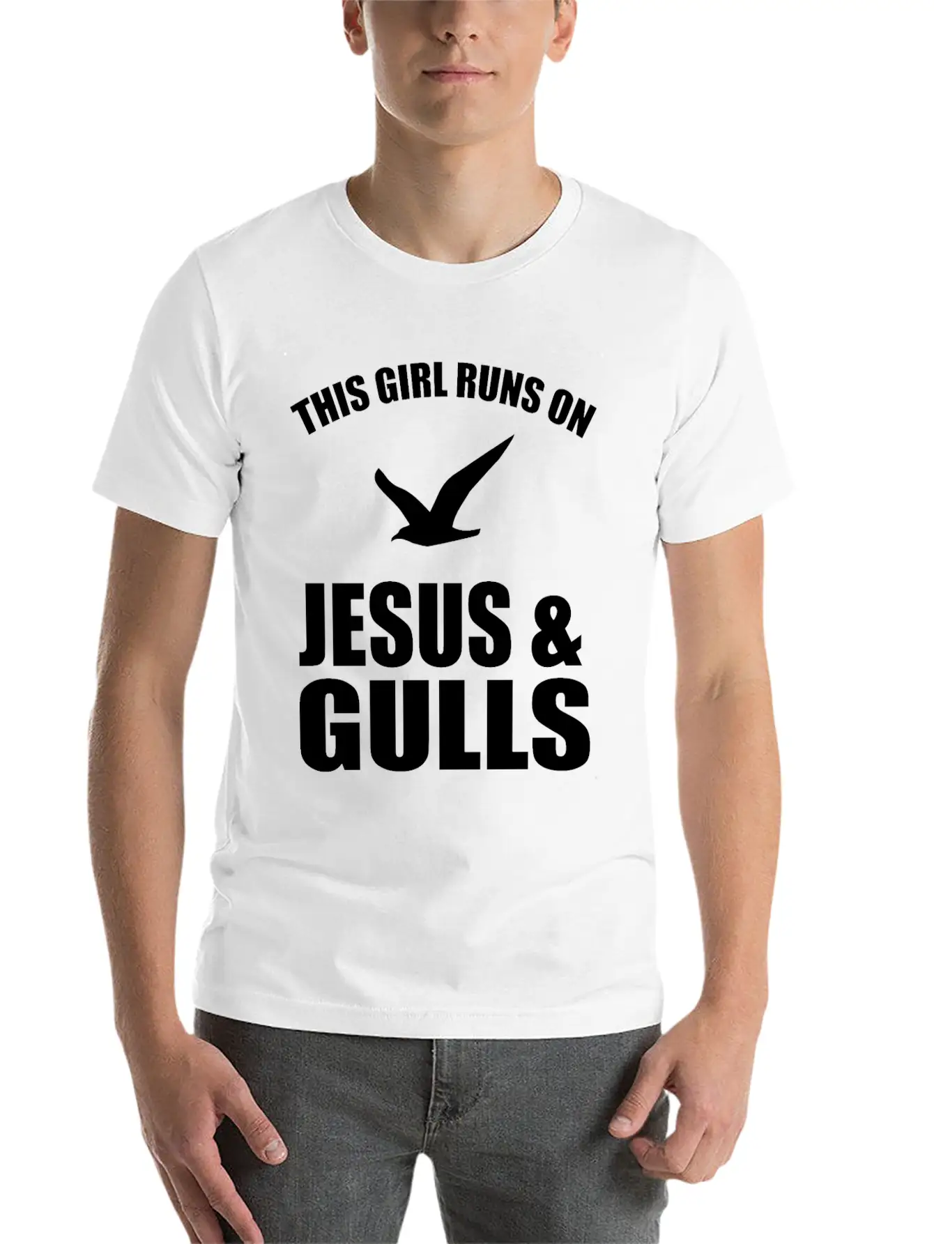 This Girl Runs On Jesus And Gulls Breathable Soft Cotton T-Shirt – Timeless Casual Look