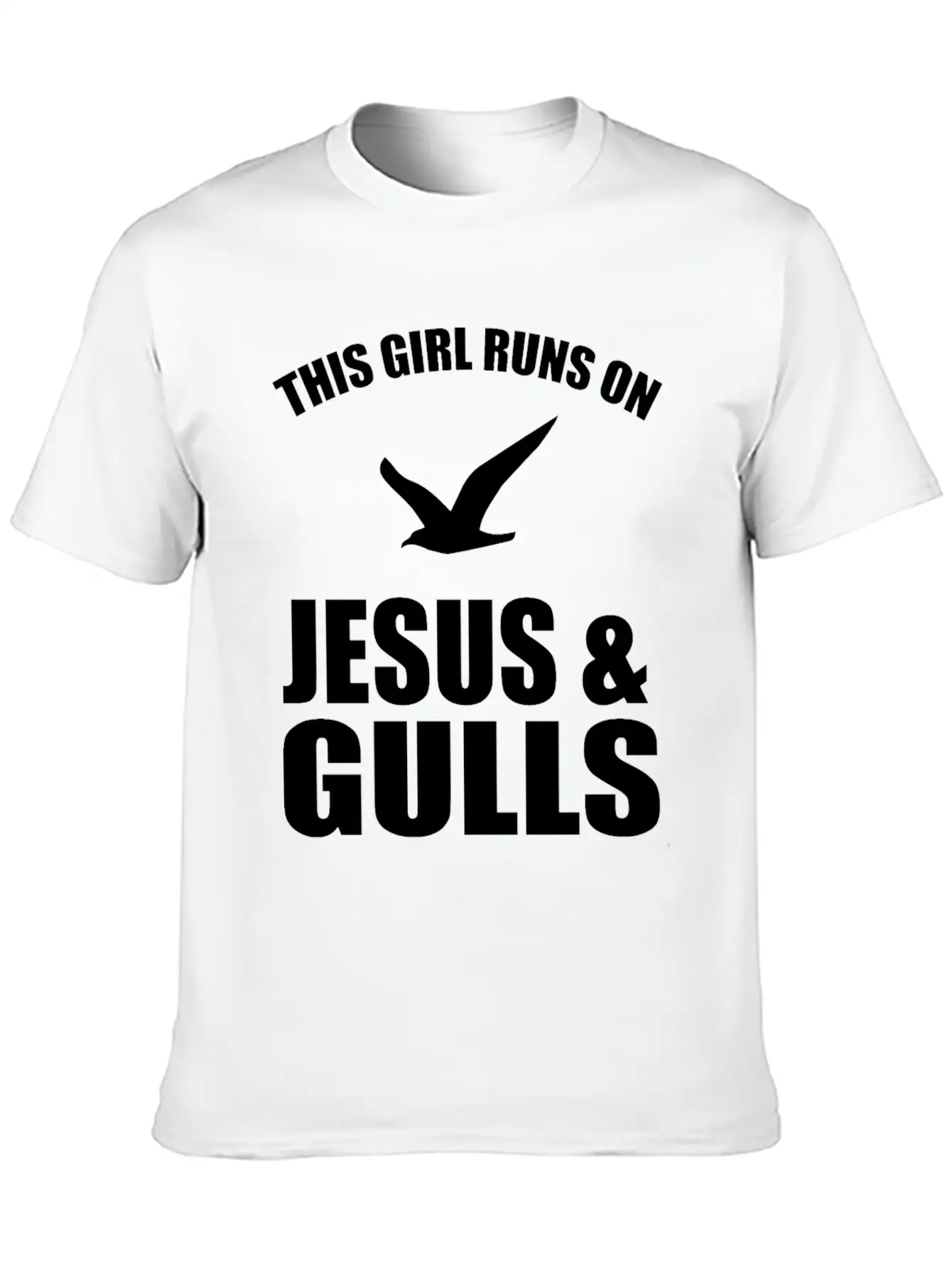 This Girl Runs On Jesus And Gulls Breathable Soft Cotton T-Shirt – Timeless Casual Look
