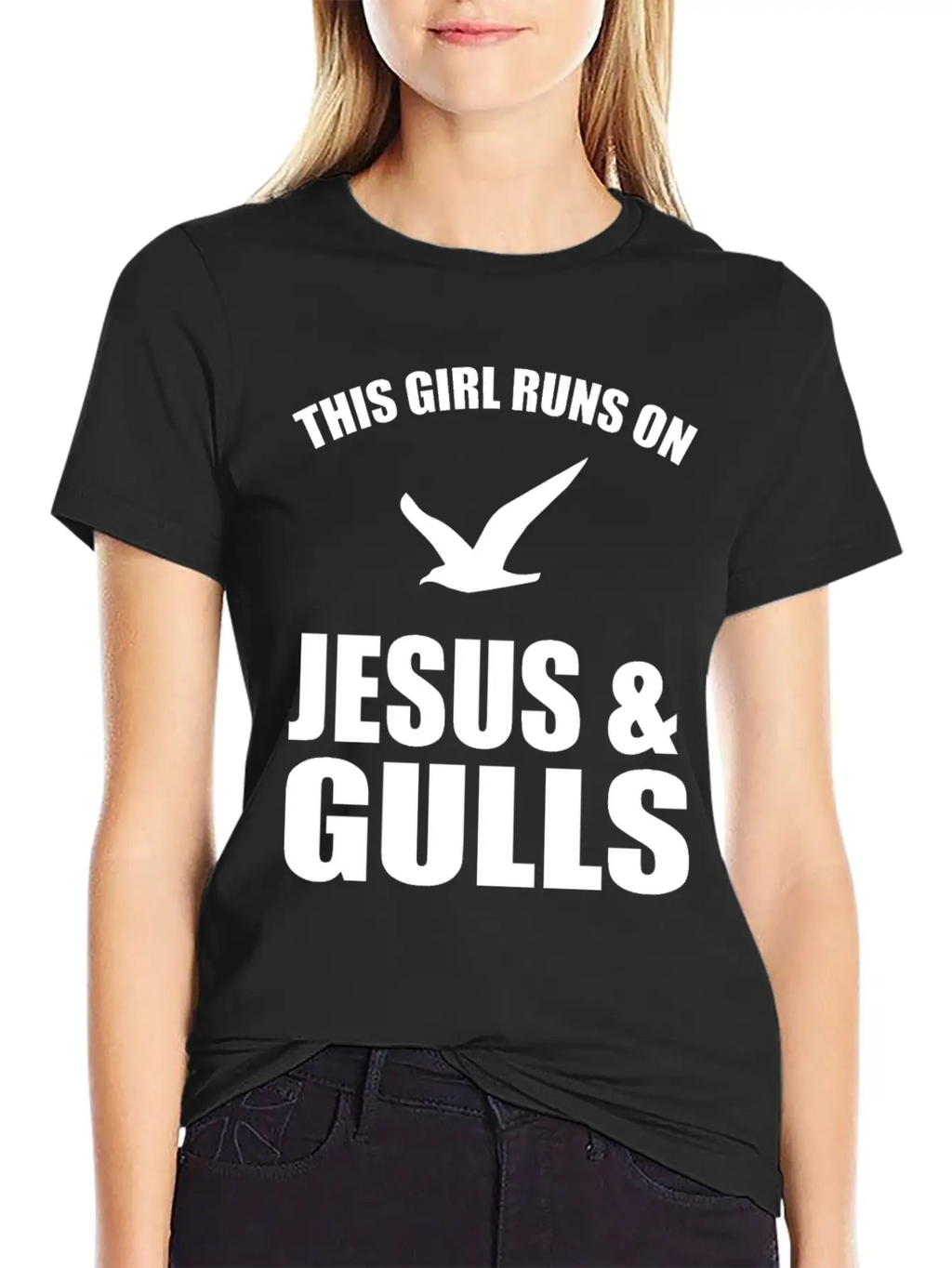 This Girl Runs On Jesus And Gulls Breathable Soft Cotton T-Shirt – Timeless Casual Look
