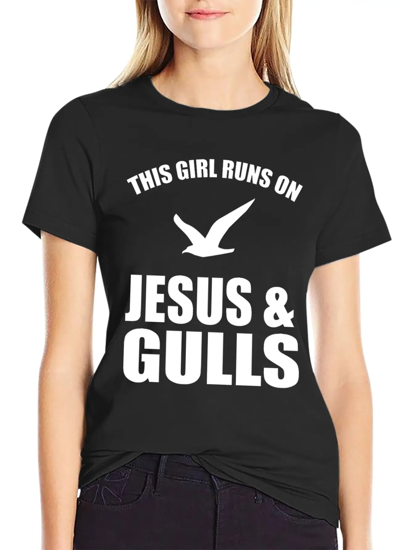 This Girl Runs On Jesus And Gulls Breathable Soft Cotton T-Shirt – Timeless Casual Look
