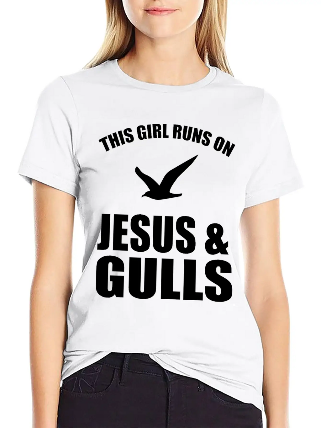 This Girl Runs On Jesus And Gulls Breathable Soft Cotton T-Shirt – Timeless Casual Look