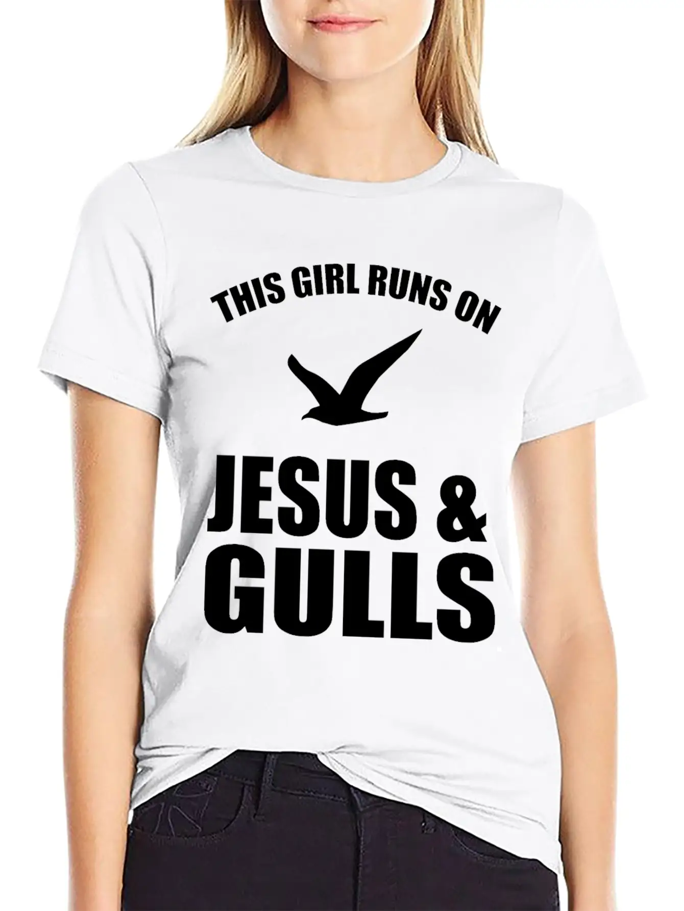 This Girl Runs On Jesus And Gulls Breathable Soft Cotton T-Shirt – Timeless Casual Look