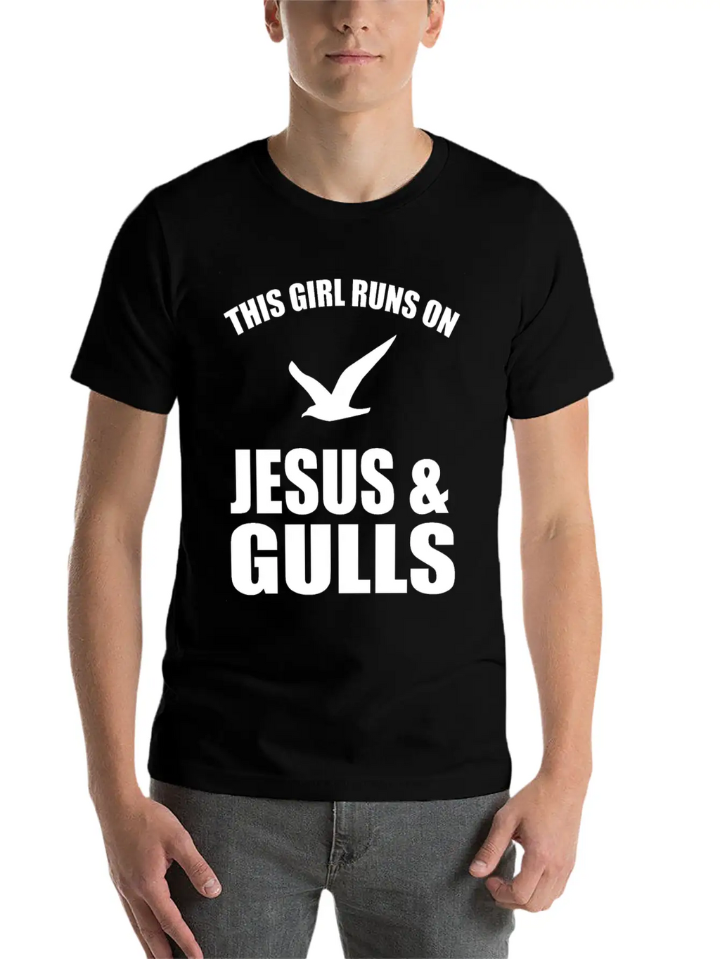 This Girl Runs On Jesus And Gulls Breathable Soft Cotton T-Shirt – Timeless Casual Look