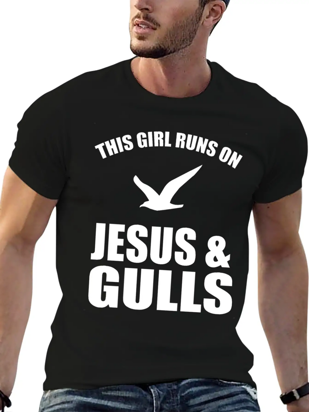 This Girl Runs On Jesus And Gulls Breathable Soft Cotton T-Shirt – Timeless Casual Look