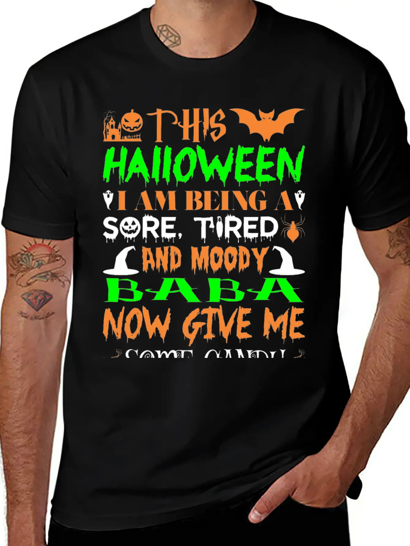 This Halloween Being Tired Moody Baba Candy Breathable Graphic T-Shirt – Perfect For Casual Days