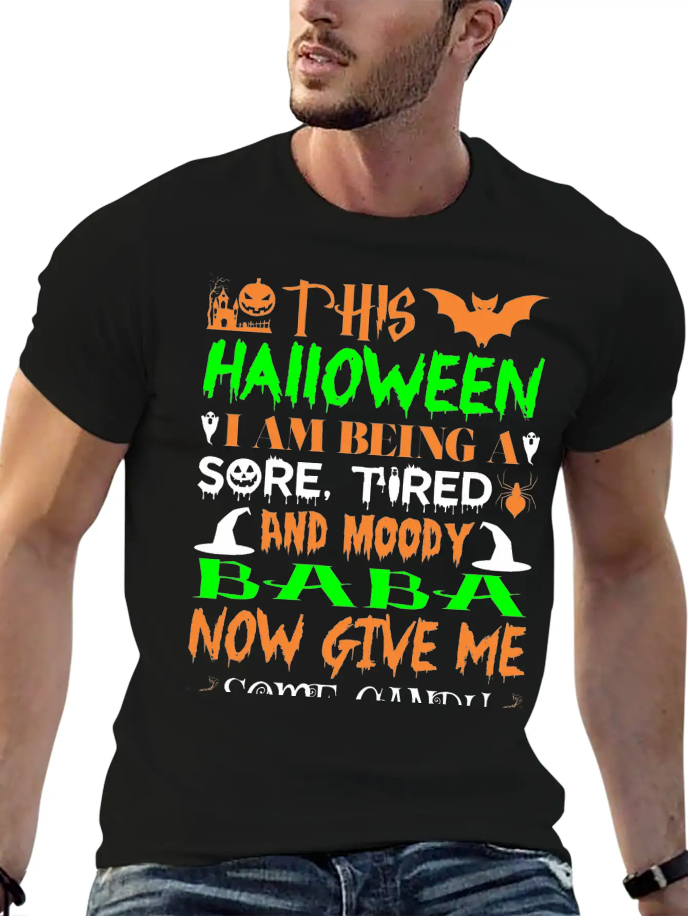 This Halloween Being Tired Moody Baba Candy Breathable Graphic T-Shirt – Perfect For Casual Days