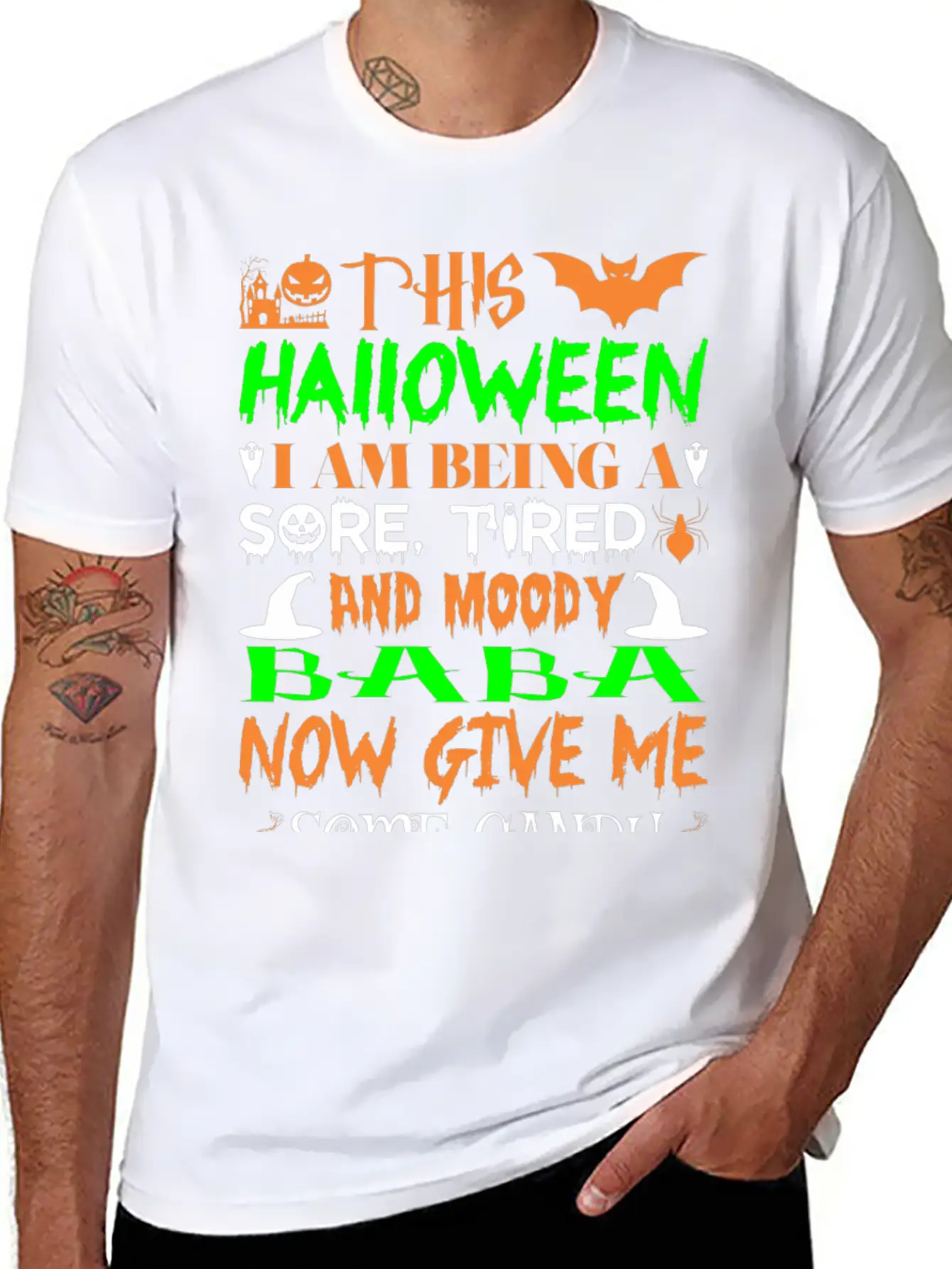 This Halloween Being Tired Moody Baba Candy Breathable Graphic T-Shirt – Perfect For Casual Days