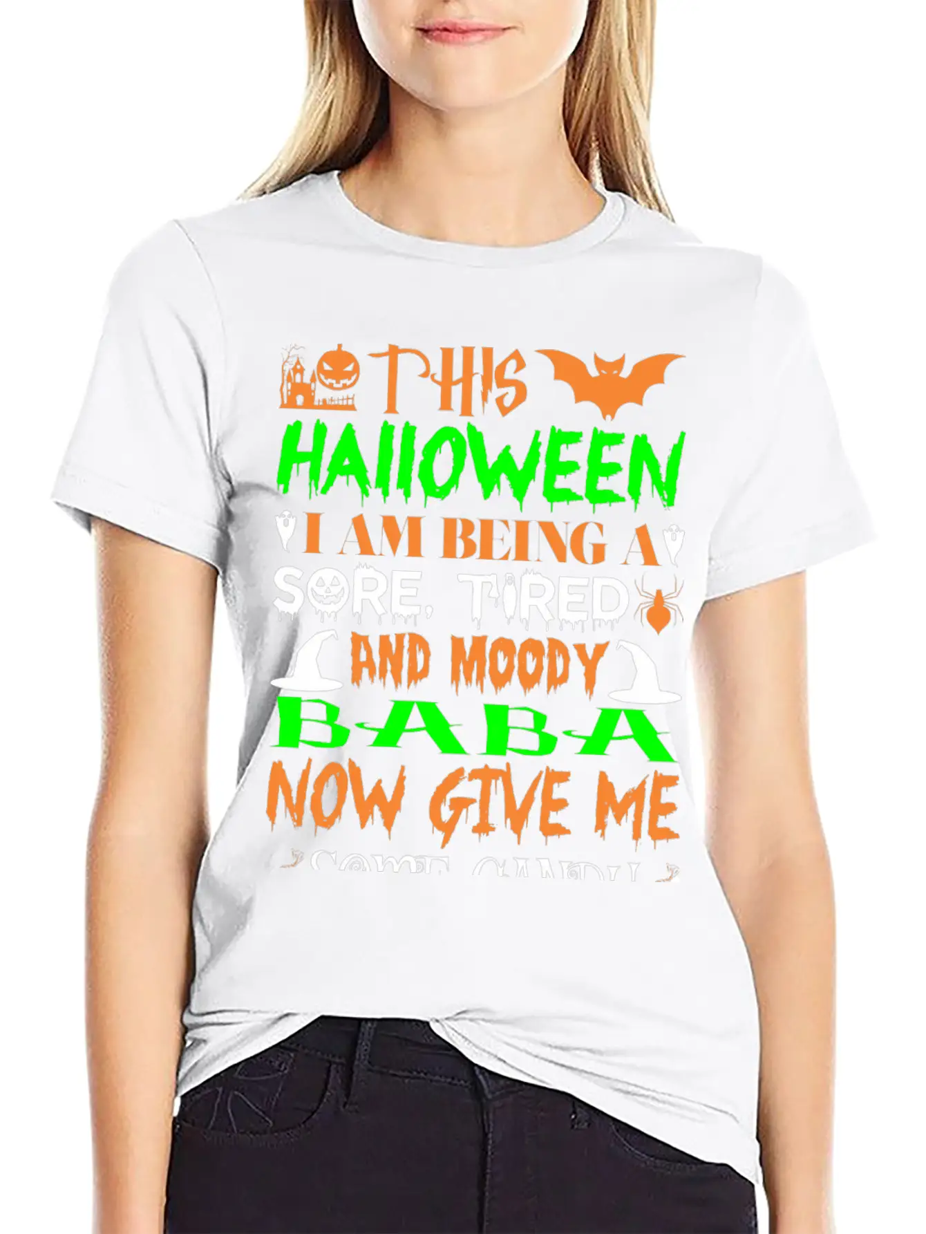 This Halloween Being Tired Moody Baba Candy Breathable Graphic T-Shirt – Perfect For Casual Days