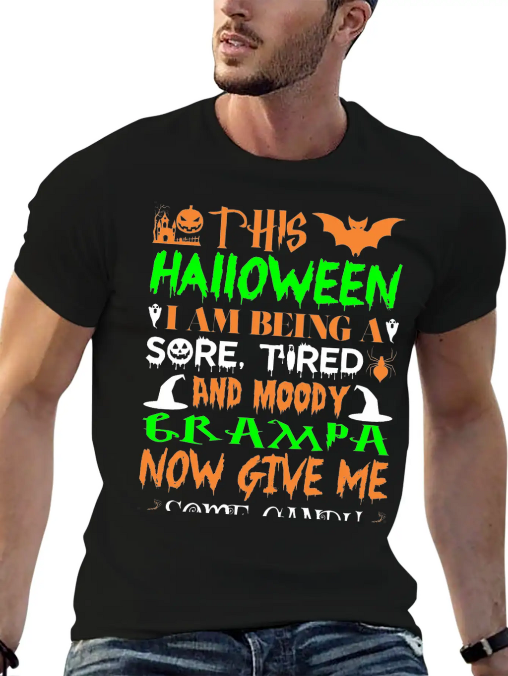 This Halloween Being Tired Moody Grampa Candy Unisex Casual T-Shirt – Clean Design For Daily Comfort