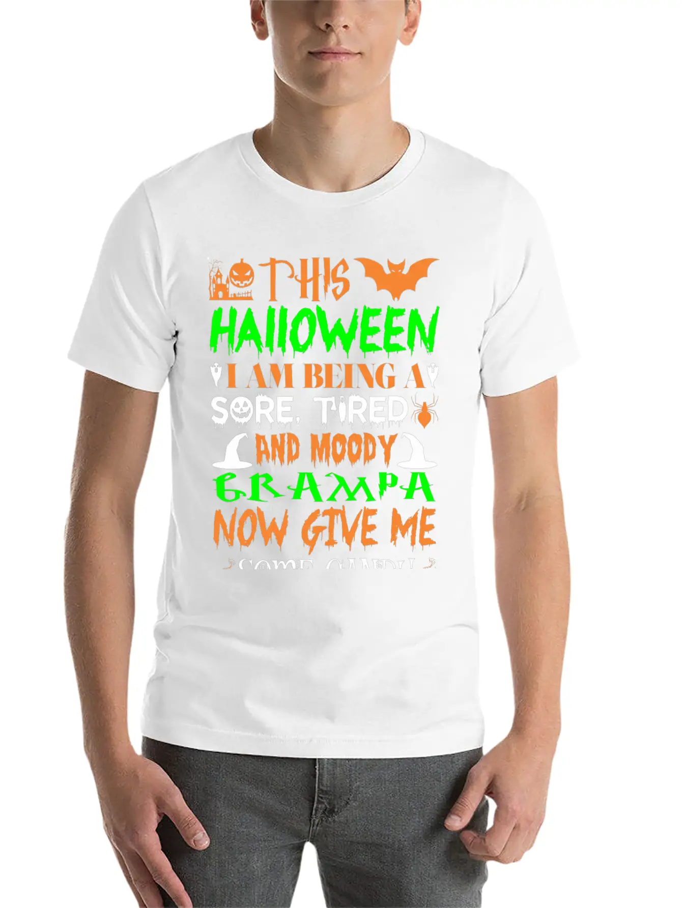 This Halloween Being Tired Moody Grampa Candy Unisex Casual T-Shirt – Clean Design For Daily Comfort