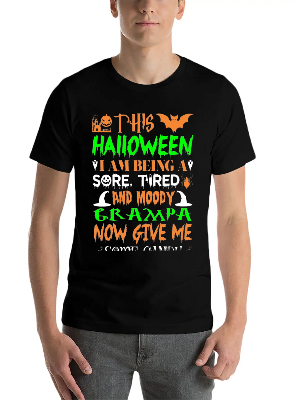 This Halloween Being Tired Moody Grampa Candy Unisex Casual T-Shirt – Clean Design For Daily Comfort