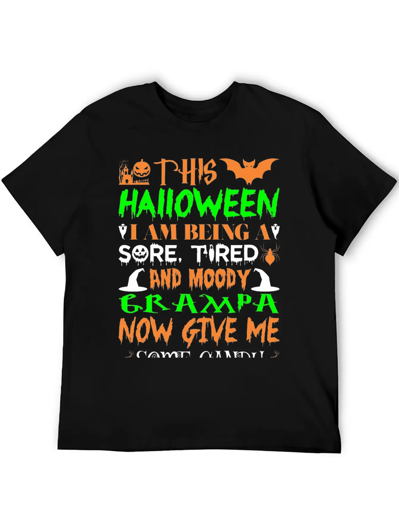 This Halloween Being Tired Moody Grampa Candy Unisex Casual T-Shirt – Clean Design For Daily Comfort