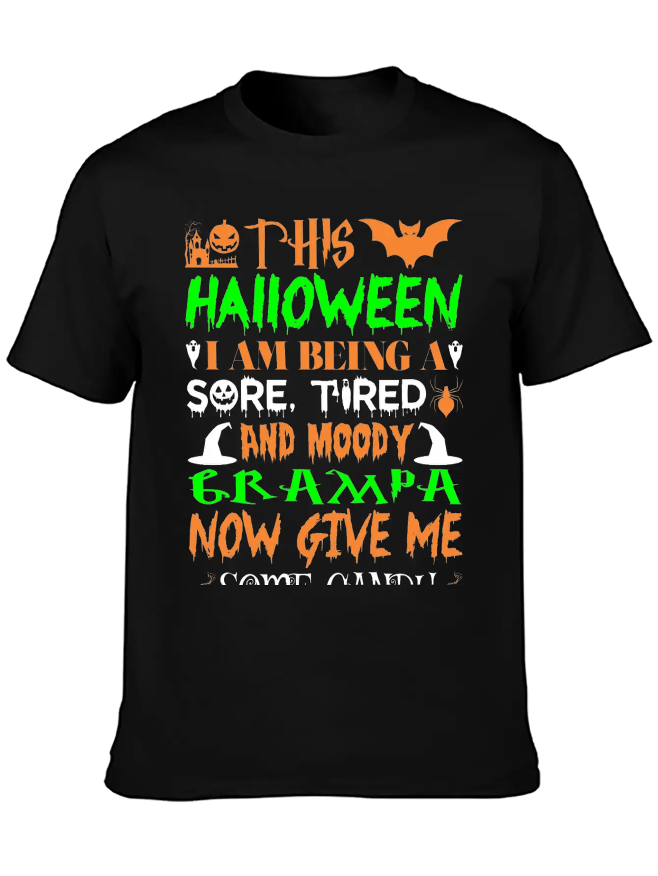 This Halloween Being Tired Moody Grampa Candy Unisex Casual T-Shirt – Clean Design For Daily Comfort