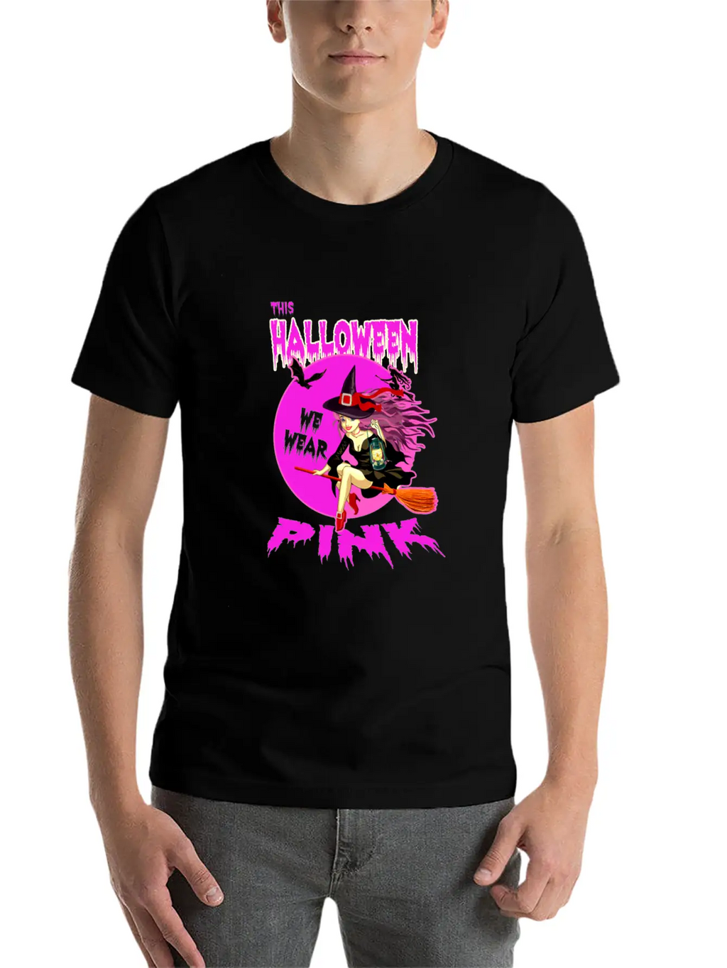 This HALLOWEEN We Wear PINK - Witch Timeless Short Sleeve Tee – Comfy And Minimalist Design