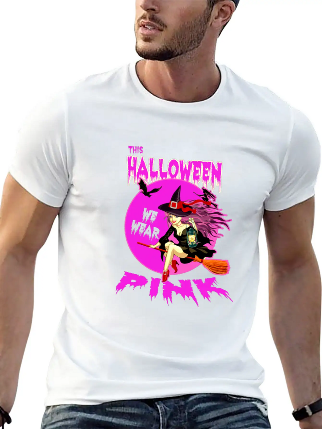 This HALLOWEEN We Wear PINK - Witch Timeless Short Sleeve Tee – Comfy And Minimalist Design