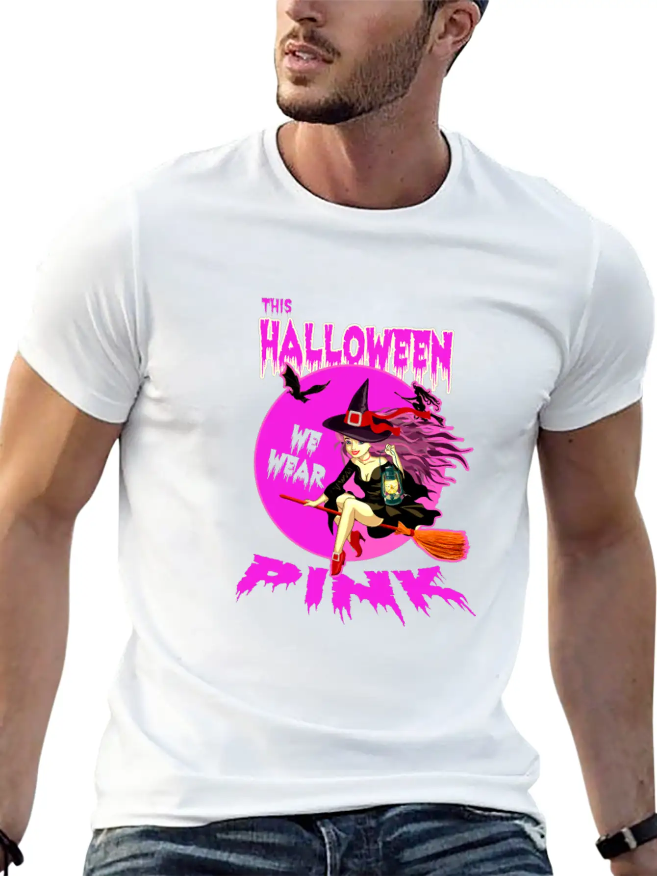 This HALLOWEEN We Wear PINK - Witch Timeless Short Sleeve Tee – Comfy And Minimalist Design