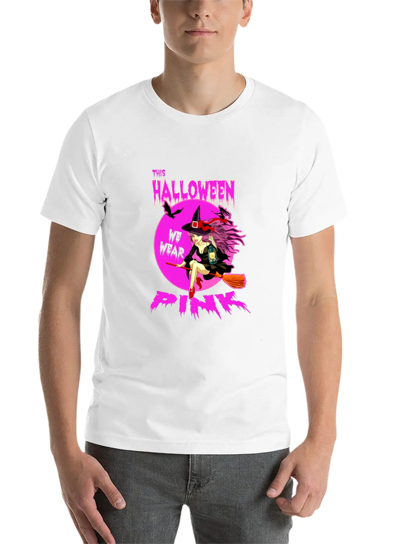 This HALLOWEEN We Wear PINK - Witch Timeless Short Sleeve Tee – Comfy And Minimalist Design