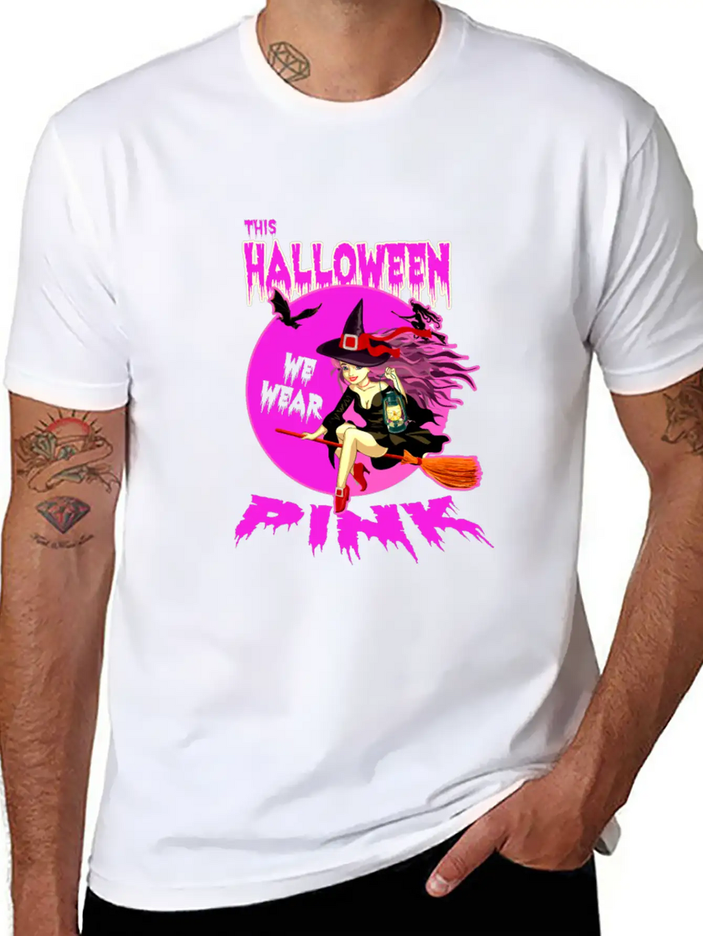 This HALLOWEEN We Wear PINK - Witch Timeless Short Sleeve Tee – Comfy And Minimalist Design