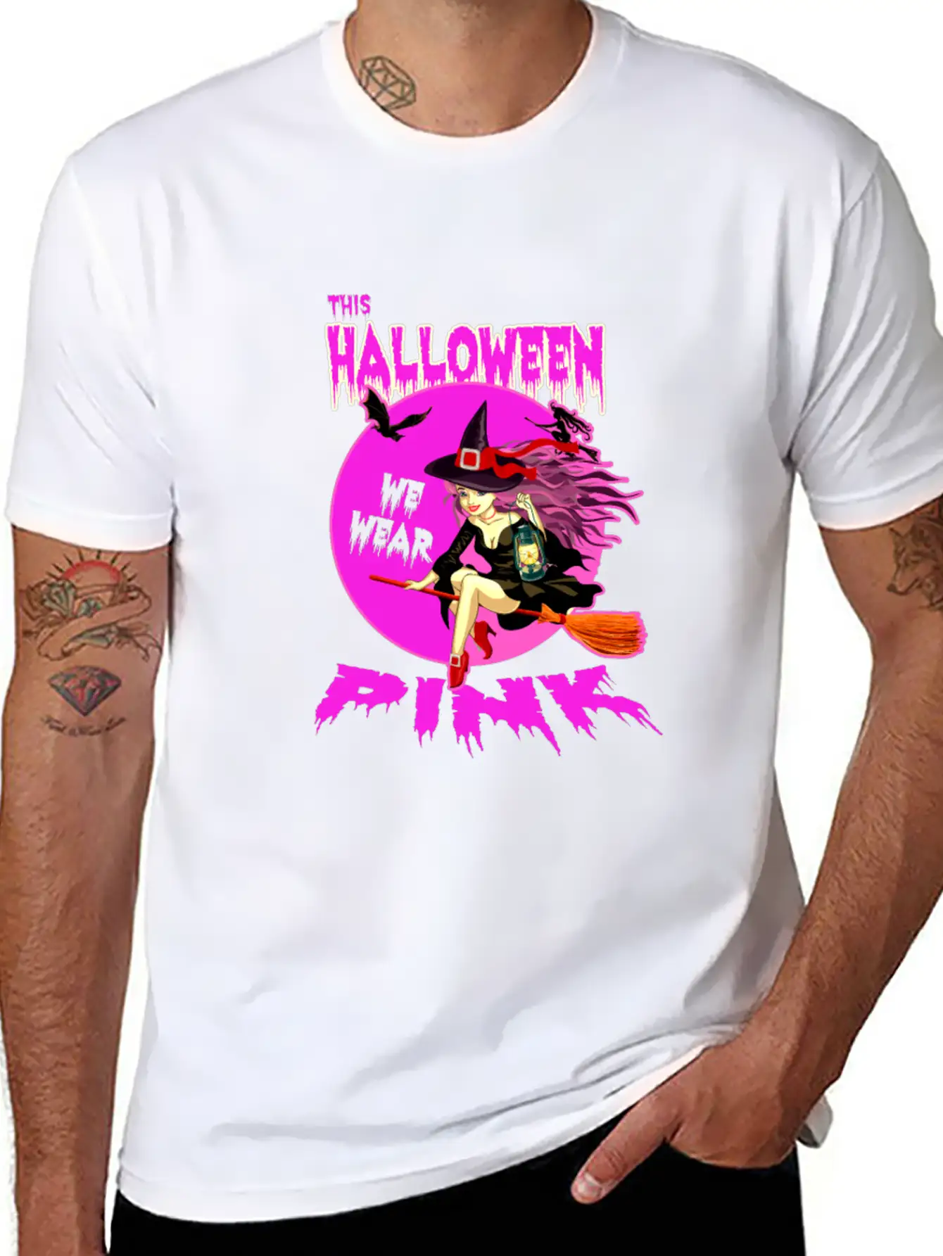 This HALLOWEEN We Wear PINK - Witch Timeless Short Sleeve Tee – Comfy And Minimalist Design