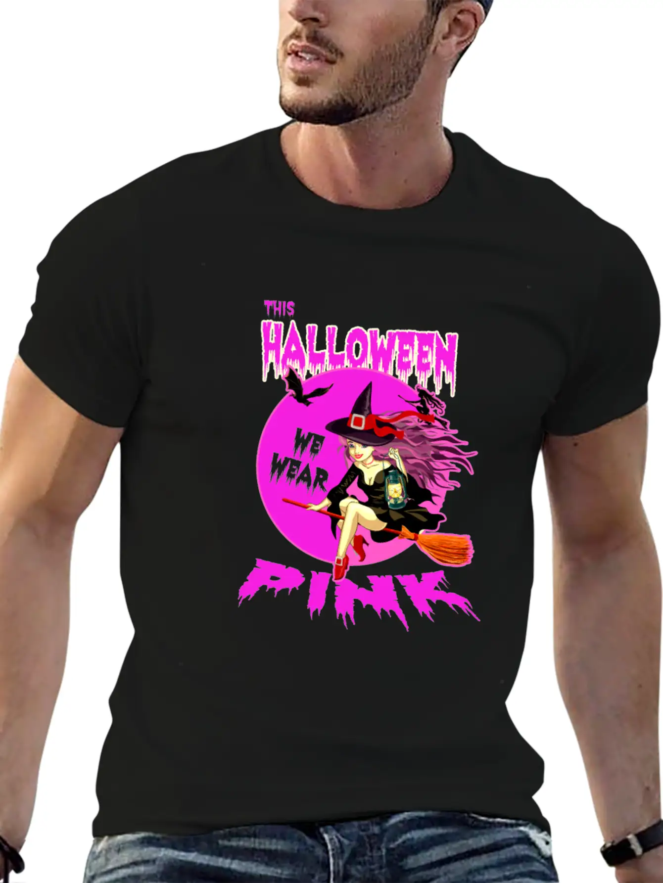 This HALLOWEEN We Wear PINK - Witch Timeless Short Sleeve Tee – Comfy And Minimalist Design