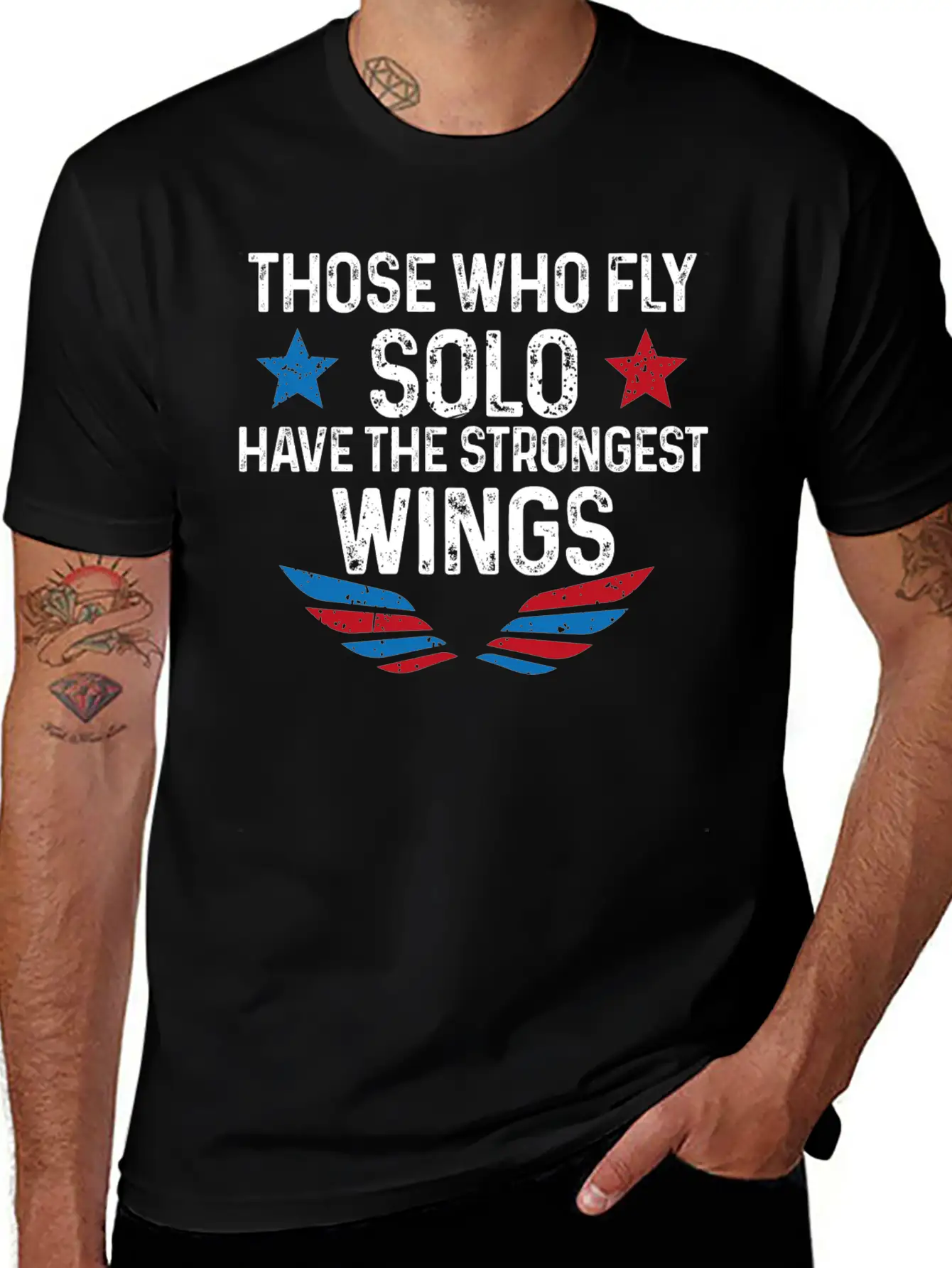 Those Who Fly Solo Have The Strongest Wings USA Breathable Soft Cotton T-Shirt – Timeless Casual Look