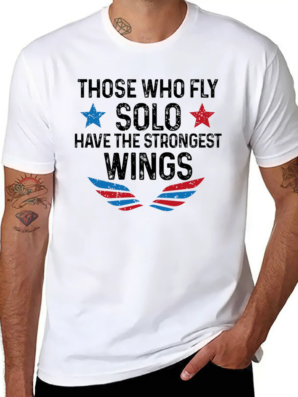 Those Who Fly Solo Have The Strongest Wings USA Breathable Soft Cotton T-Shirt – Timeless Casual Look