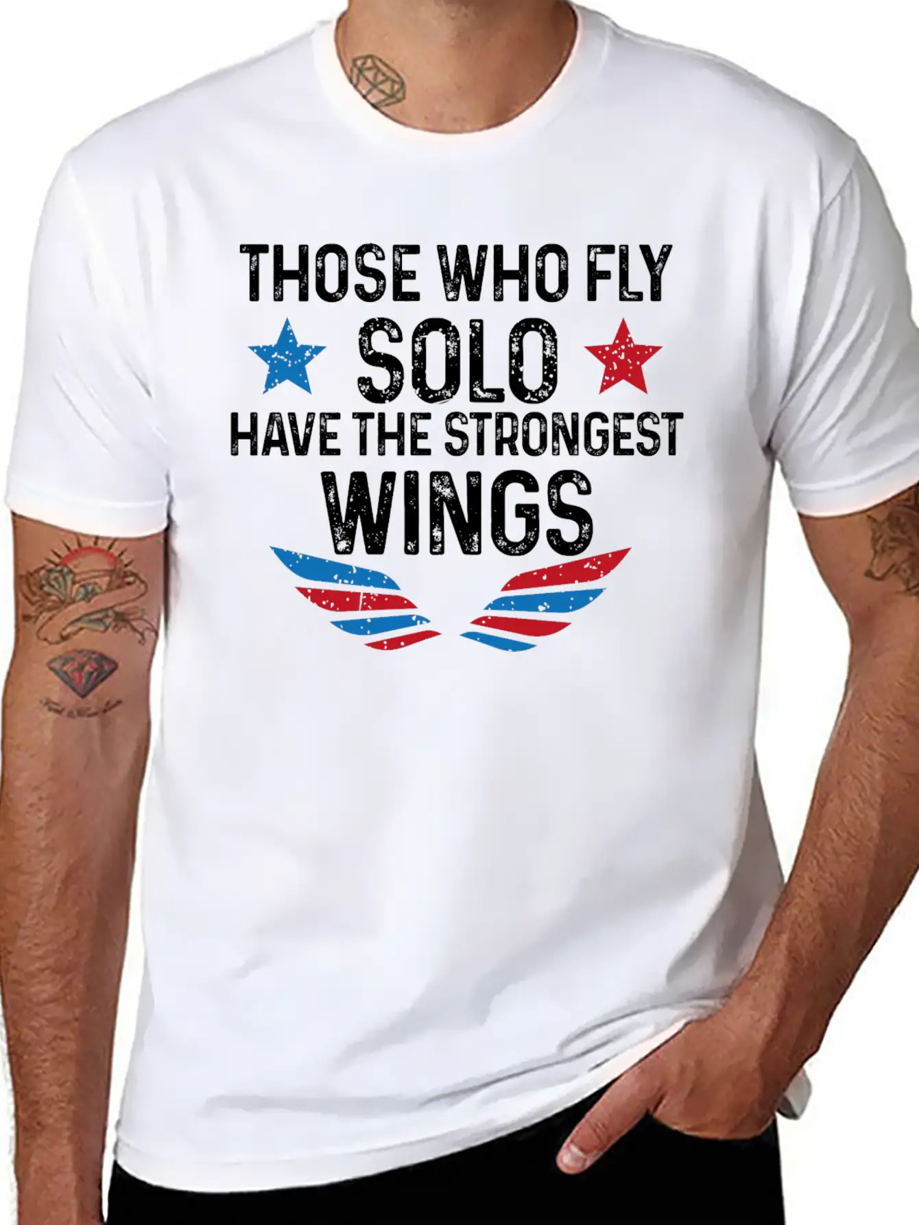 Those Who Fly Solo Have The Strongest Wings USA Breathable Soft Cotton T-Shirt – Timeless Casual Look