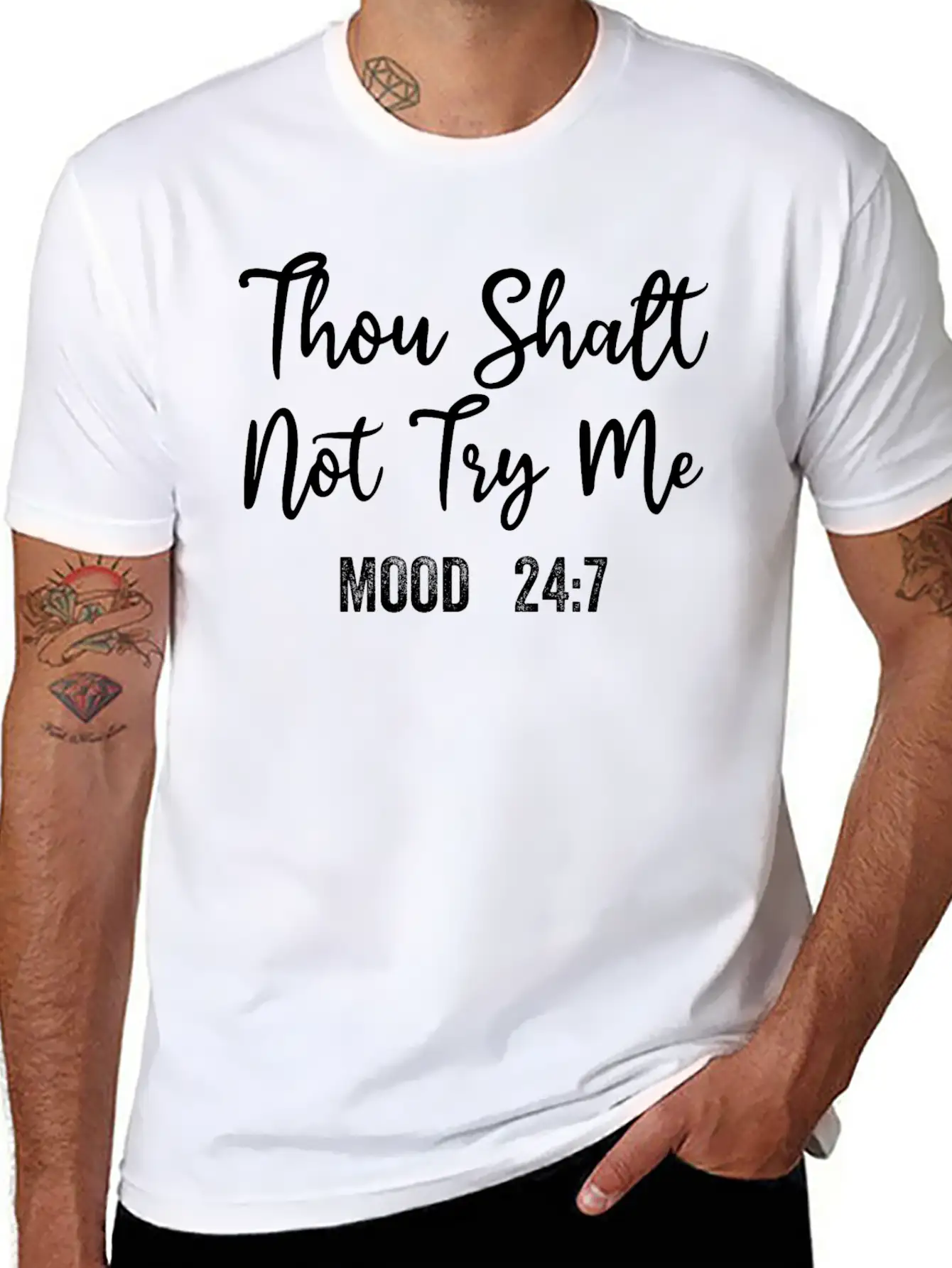 Thou Shalt Not Try Me Mood 24/7 Funny Sarcastic Breathable Graphic T-Shirt – Perfect For Casual Days