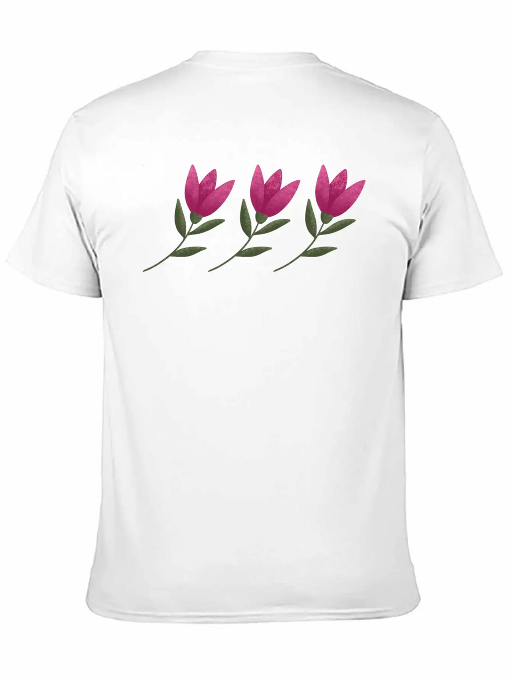 Three Pink Blooming Cute Tulips. Row Of Flowers. Breathable Soft Cotton T-Shirt – Timeless Casual Look